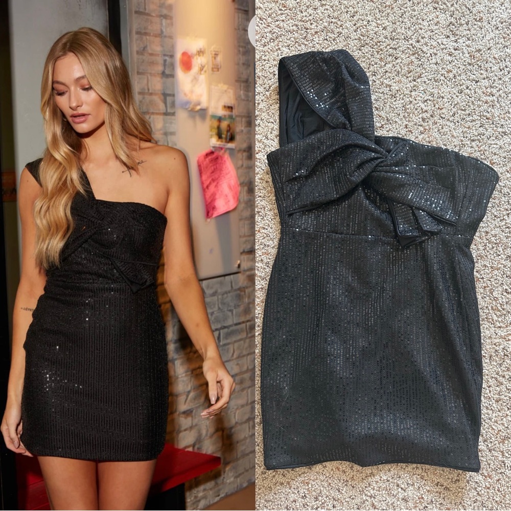 Black sequin mini dress